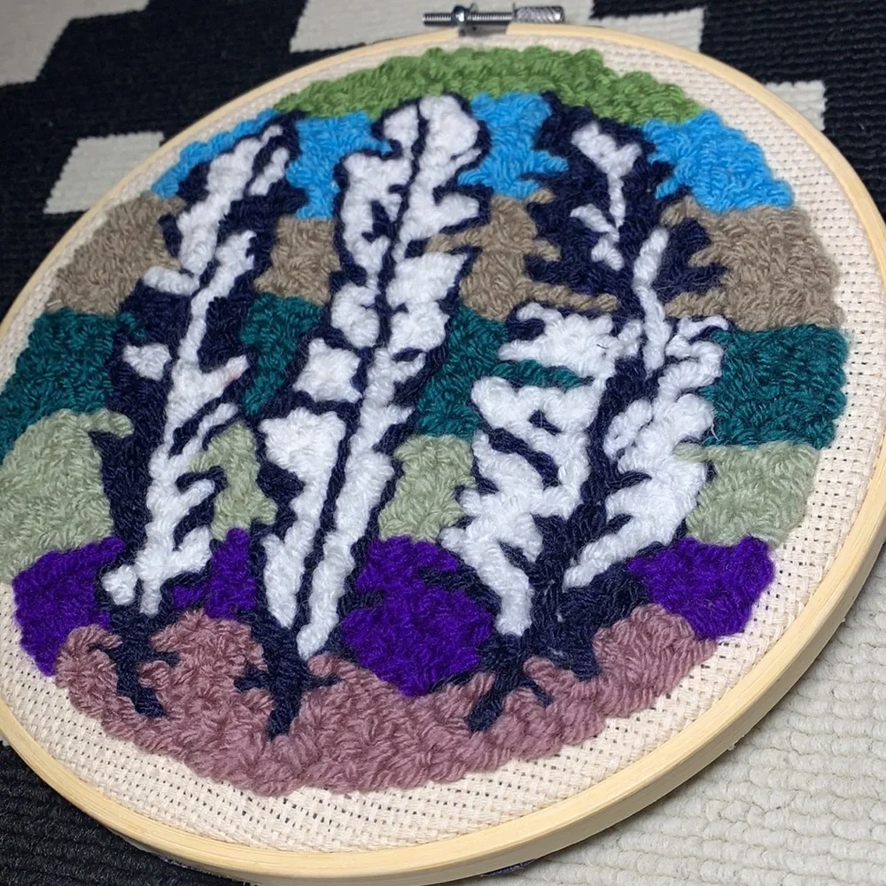 Feather, punch needle, wall art!!
